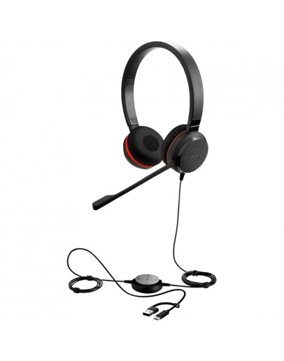 JABRA Evolve 20 SE, Stereo MS, USB C/A adapter,