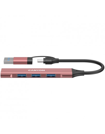 CANYON hub DS-02 4in1 USB-A/C Pink
