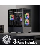 AeroCool кутия Case mATX - P300D Digi-G-BK-v1 - Digital Display, USB-C, 3 x 120 mm A-RGB