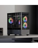 AeroCool кутия Case mATX - P300D Digi-G-BK-v1 - Digital Display, USB-C, 3 x 120 mm A-RGB