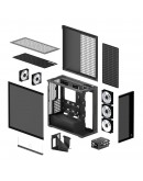Arctic кутия Case E-ATX - Xtender VG (Black) - PCIe Gen 4 riser included, 5 A-RGB Fans included