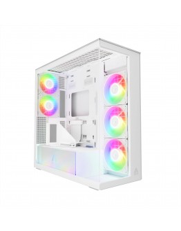 Arctic кутия Case E-ATX - Xtender VG (White) - PCIe Gen 4 riser included, 5 A-RGB Fans included