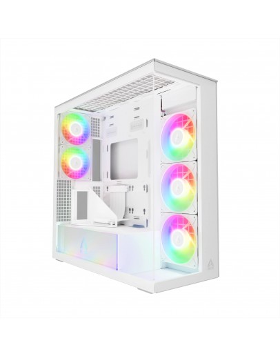 Arctic кутия Case E-ATX - Xtender VG (White) - PCIe Gen 4 riser included, 5 A-RGB Fans included