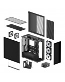 Arctic кутия Case E-ATX - Xtender VG (Mirror Black) - PCIe Gen 4 riser included, 5 A-RGB Fans included