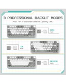 Ajazz геймърска механична клавиатура Gaming Mechanical Keyboard AK820 - AS Red Switch [Linear] (English US), Gray White, White Light