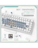 Ajazz геймърска механична клавиатура Gaming Mechanical Keyboard AK820 - Blue Switches [Tactile] (English US), White, Blue Light