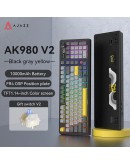 Ajazz геймърска механична клавиатура Wireless Gaming Mechanical Keyboard AK980 V2 - Gift Switch [Linear] (English US), Black, Gray