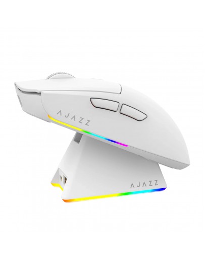 Ajazz професионална геймърска мишка AJ139 V2 MC - Wireless Gaming Mouse - 1K, Magnetic Charging Dock, White