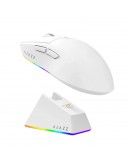 Ajazz професионална геймърска мишка AJ139 V2 MC - Wireless Gaming Mouse - 1K, Magnetic Charging Dock, White