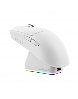 Ajazz професионална геймърска мишка AJ139P V3 MC - Wireless Gaming Mouse - 1K, Magnetic Charging Dock, White