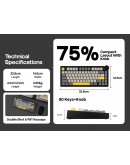 Ajazz геймърска механична клавиатура Gaming Mechanical Keyboard AK820 V2 - Arctic Isle Magnetic Switch [Linear] (English US), Black, Gray, Yellow
