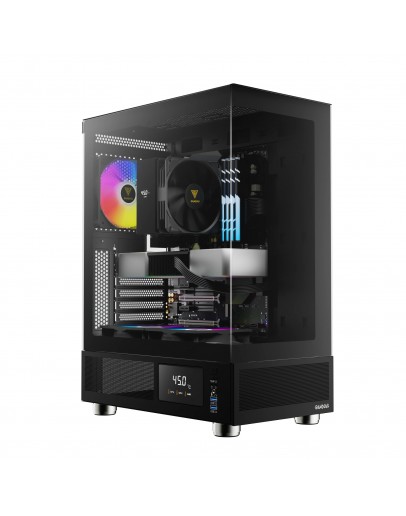 Gamdias кутия Case ATX - ATLAS E1 - 3 x 120 mm A-RGB, Digital Display, Tempered Glass