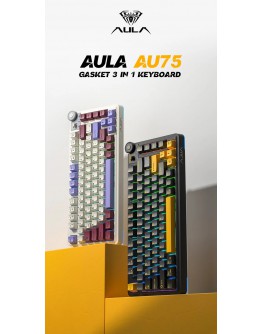 Aula геймърска механична клавиатура Wireless Gaming Mechanical Keyboard AU75 - Bloomfield Switch [Linear] (English US), Beige
