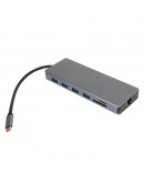 VCom докинг станция Docking Station USB-C 13-in-1 - CU4706 - HDMI x 2, DP, USB3.0 x 3, USB-C, USB2.0, RJ45, SD/TF, PD100W, Audio, L-Shape USB-C