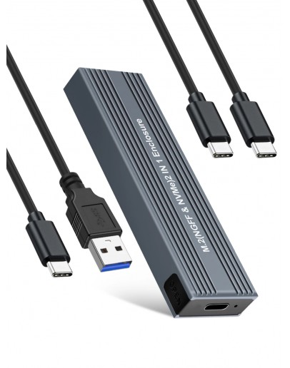 VCom външна кутия за диск Storage Case - M.2 NVMe/SATA/NGFF M/B key - 10Gbps USB3.1 Type-C/A - CU850SN