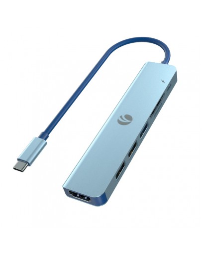 VCom докинг станция Docking Station Type-C 7-in-1 - CUE18 - PD3.0 100W, HDMI, USB3.0 x 1, USB2.0 x 2, SD, TF