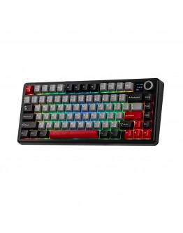 Aula геймърска механична клавиатура Wireless Gaming Mechanical Keyboard F75 MAX - Reaper Switch [Linear] (English US), Black, Red