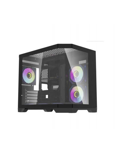 Aigo кутия Case mATX - FT418 Black - 6 x 120 mm A-RGB fans included