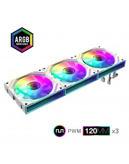 Gamemax Комплект вентилатори Fan Pack 3-in-1 3x120mm - FN12A-S3I White, Daisy-Chain, Addressable RGB