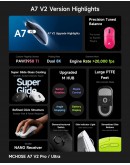 MCHOSE професионална геймърска мишка A7 V2 Ultra White - Wireless Gaming Mouse - Dual 8K, Omron Mechanical