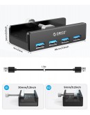 Orico хъб USB 3.0 HUB Clip Type 4 port - aux Micro-USB power input, Black - MH4PU-P-BK