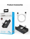 Orico хъб USB 3.0 HUB Clip Type 4 port - aux Micro-USB power input, Black - MH4PU-P-BK