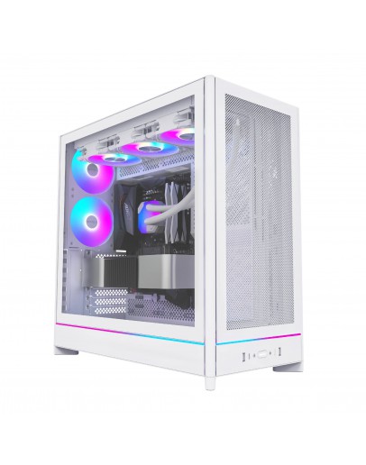 Montech кутия Case ATX - HS01 PRO (W) - 5 x 120 mm ARGB Fans, USB-C, White