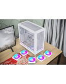 Montech кутия Case ATX - HS01 PRO (W) - 5 x 120 mm ARGB Fans, USB-C, White