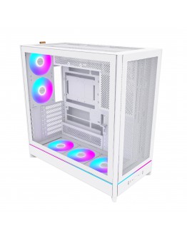 Montech кутия Case ATX - HS01 PRO (W) - 5 x 120 mm ARGB Fans, USB-C, White