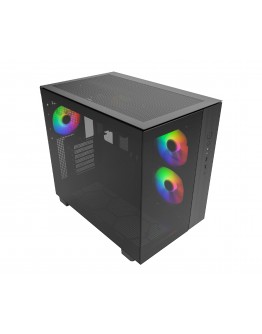 Montech кутия KING 65 Pro, Dual Chamber Mid-tower Case, 3 ARGB Fans, Black