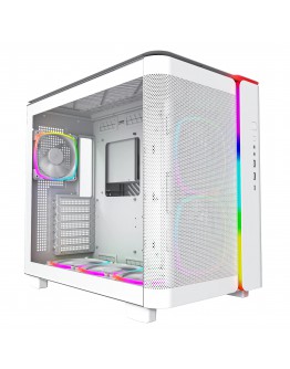Montech кутия KING 95 Pro, Dual Chamber Mid-tower Case, 6 ARGB Fans, 2 Front Panels, White