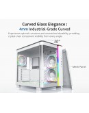 Montech кутия KING 95 Pro, Dual Chamber Mid-tower Case, 6 ARGB Fans, 2 Front Panels, White