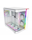 Montech кутия KING 95 Pro, Dual Chamber Mid-tower Case, 6 ARGB Fans, 2 Front Panels, White