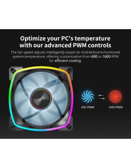 Montech вентилатор RX140 PWM, REVERSE Fan, 140mm, ARGB, Black