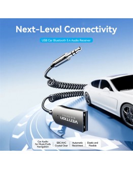 Vention блутут за кола за разговори и музика Car Bluetooth 5.4 audio receiver USB, 3.5mm jack - NAIHG