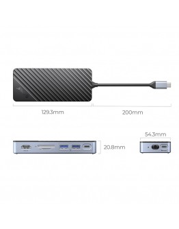 Orico докинг станция Portable Docking station M.2 SATA/NVMe - HDMI, USB3.2-A x 2, USB-C (10Gbps) x 1,USB-C (PD100W), SD/TF - OM28P-G2-BK