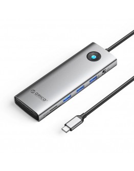 Orico докинг станция Type-C Docking Station Power Distribution 100W - HDMI, Type-C x 1, USB3.0 x 3, LAN 1000Mbps Gigabit, SD/TF, VGA, Audio - PW11-10P-GY
