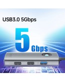 Orico докинг станция Docking Station Type-C - PW11-6PCR-GY-EP - HDMI x 1, USB-C x 1, USB3.0 x 2, USB-C PD100W x 1, LAN x 1 (1Gbps)