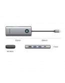 Orico докинг станция Type-C Docking Station Power Distribution 100W - HDMI, Type-C x 1, USB3.0 x 2, USB 2.0 x 1, LAN 1000Mbps Gigabit, VGA - PW11-8PC-GY-EP