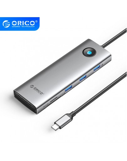 Orico докинг станция Docking Station Type-C - PW11-9P-GY-EP - HDMI x 1, VGA x 1, USB3.0 x 3, USB-C PD100W x 1, LAN x 1 (1Gbps), SD/TF