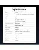 Vention докинг станция Docking Station Type-C - TQZHB - 8K, LED Display - HDMI, USB 3.0 x 2, USB-C 3.2 Gen 1, PD100W,  LAN (1Gbps)