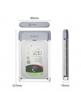 Orico външна кутия за диск Storage - Case - 2.5 inch 5Gbps USB-C Transparent - TX25C3-GY-BP