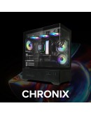 Zalman кутия Case ATX - Chronix BLACK - 3 x 120 mm A-RGB, USB-C, Tempered Glass