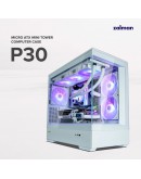 Zalman кутия Case mATX - P30 White - aRGB, Tempered Glass