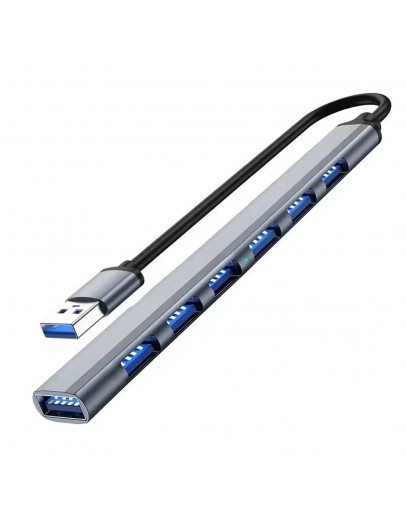 USB хъб DeTech, 7 порта, USB към 7хUSB3.0, Сив - 17848