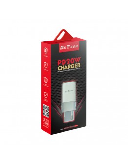 Мрежово зарядно устройство DeTech DE-62, 18W, 1 x USB F, QC, Бял - 40547