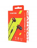 CANYON Stereo earphones with microphone, 1.2M, red