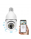 Смарт охранителна камера No brand PST-F1-3MP, 3.0Mp, PTZ, За фасунга E27, Wi-Fi, Tuya Smart, Бял - 91029