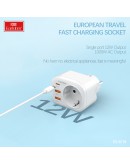 Универсален преходник - зарядно Earldom ES-SC18, 2xUSB, 1xType-C, Шуко, Бял - 40524