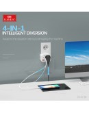 Универсален преходник - зарядно Earldom ES-SC18, 2xUSB, 1xType-C, Шуко, Бял - 40524